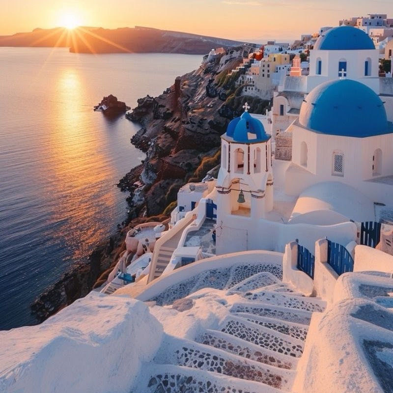 Фотографии на фоне Санторини